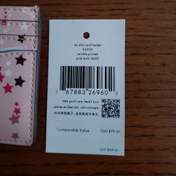 NWT Kate Spade Twinkle Printed Pink Multi Small Slim Card Holder Case - Picture 2 of 7